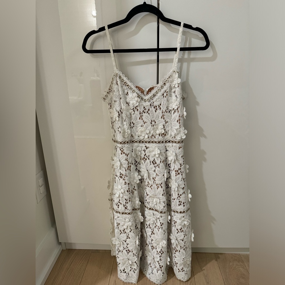 White 3D floral dress